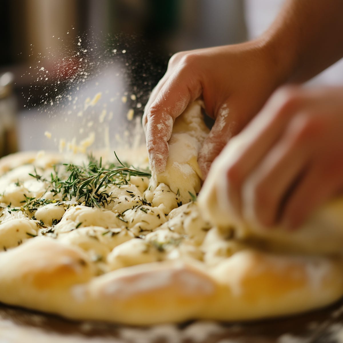 Luftig focaccia med urter og havsalt