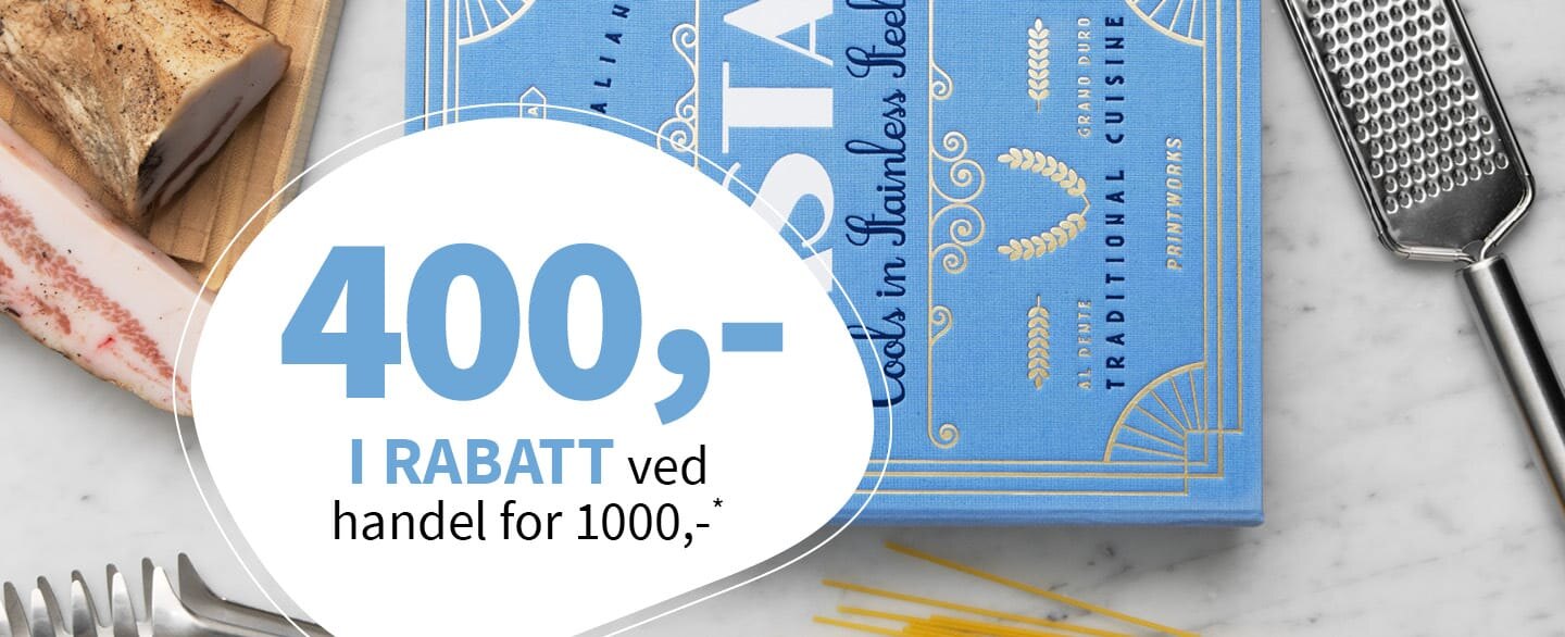 400 kroner i rabatt ved handel for 1000 kroner. Gjelder alle varer merket med kupong.