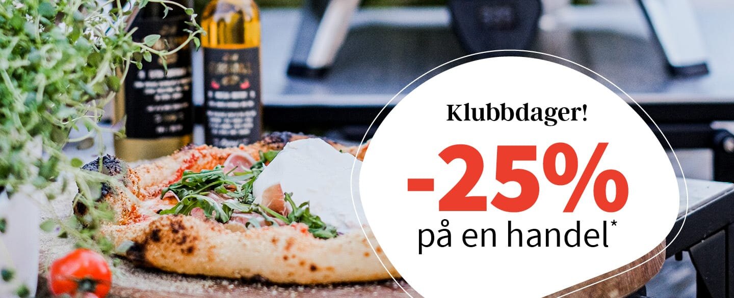 Klubbdager! 25% rabatt på en handel. Gjelder alle varer merket med kupong.