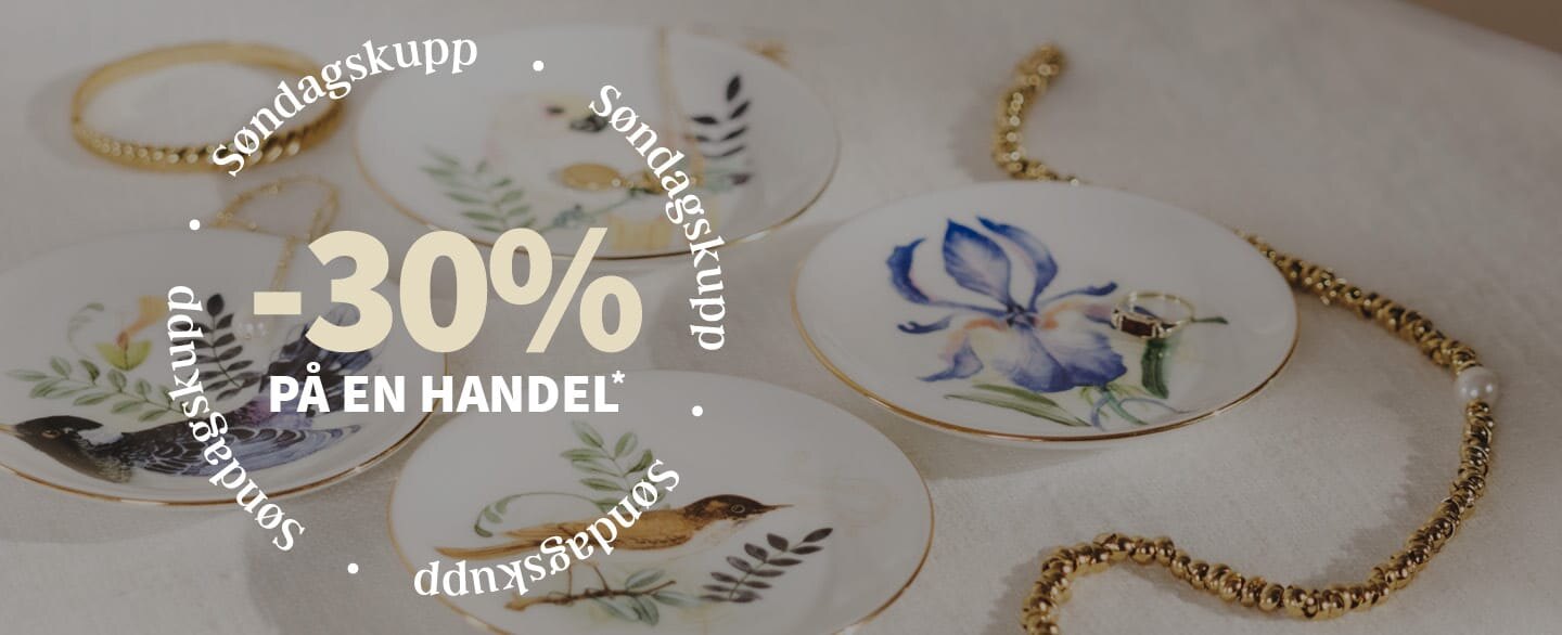 Søndagskupp! 30% rabatt på en handel. Gjelder alle varer merket med kupong.