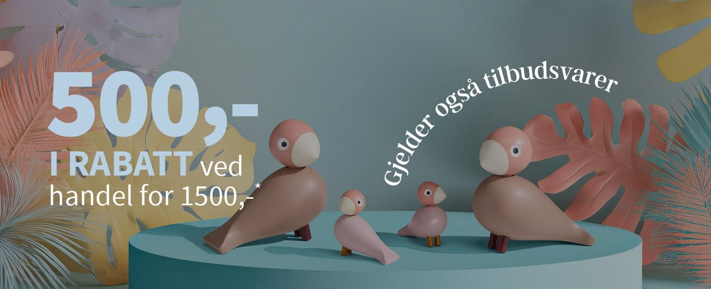 500 kroner i rabatt ved handel for 1500 kroner. Gjelder også tilbudsvarer!