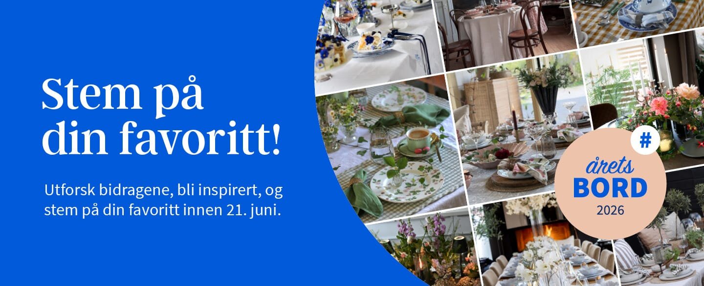 Stem på din favoritt i Årets Bord 2026! Utforsk bidragene, bli inspirert, og stem på din favoritt innen 21. juni.