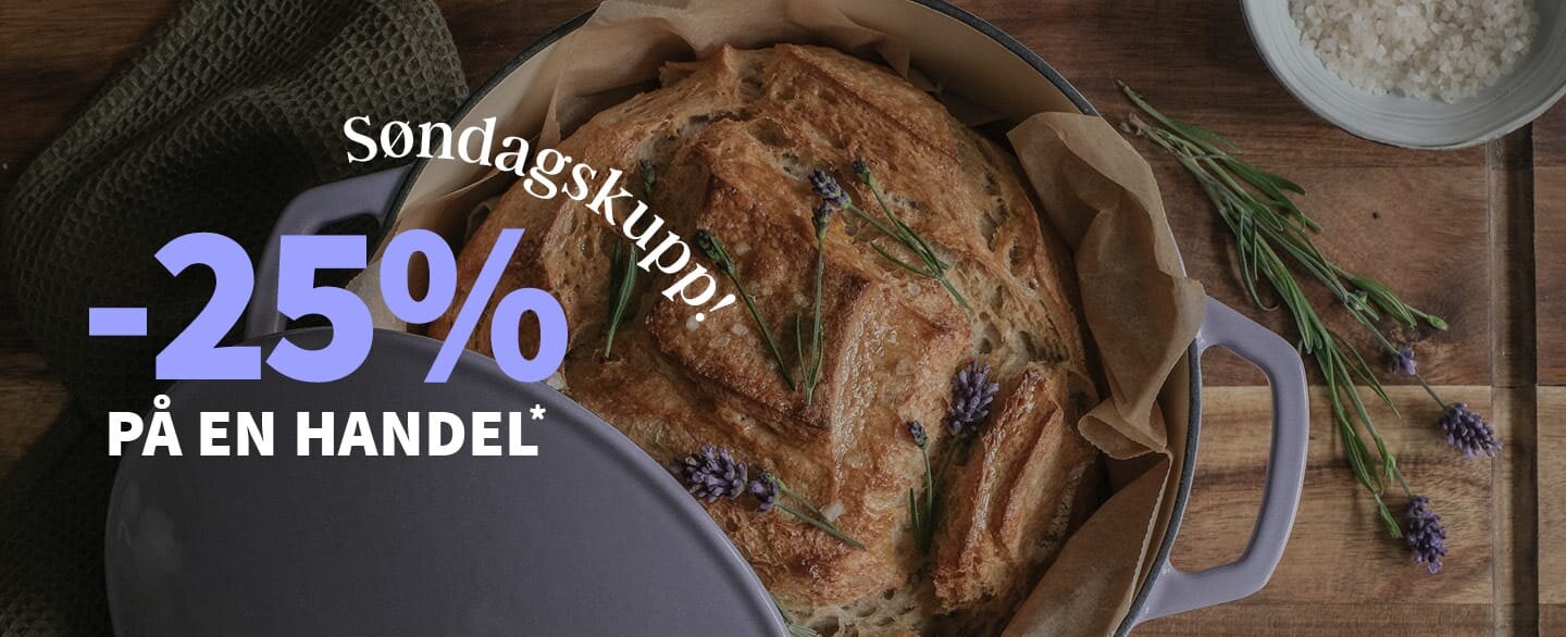 Søndagskupp! 25% rabatt på en handel. Gjelder alle varer merket med kupong.