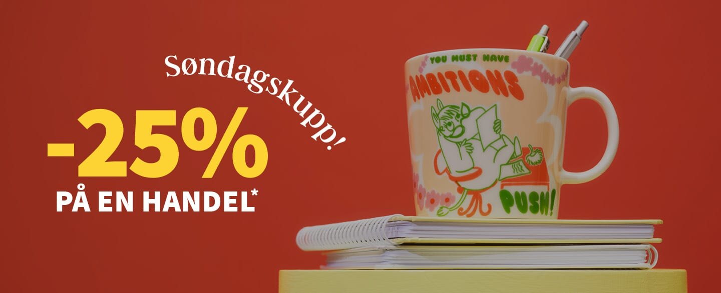Søndagskupp! 25% rabatt på en handel. Gjelder alle varer merket med kupong.