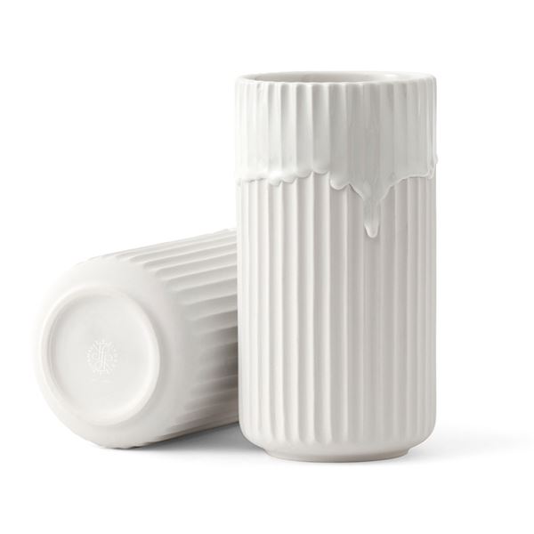 Lyngby Porcelæn, vase 20cm hvit m/renneg
