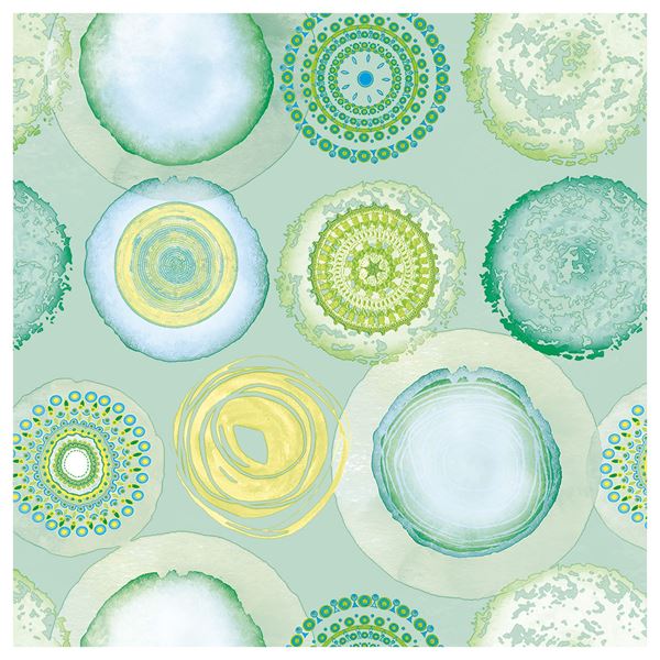 Napkin 33 Watercolours Circles Green