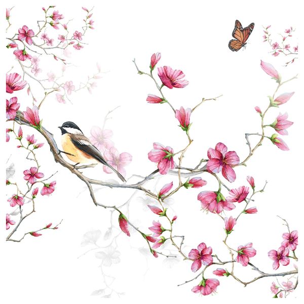 Napkin 33 Bird & Blossom White
