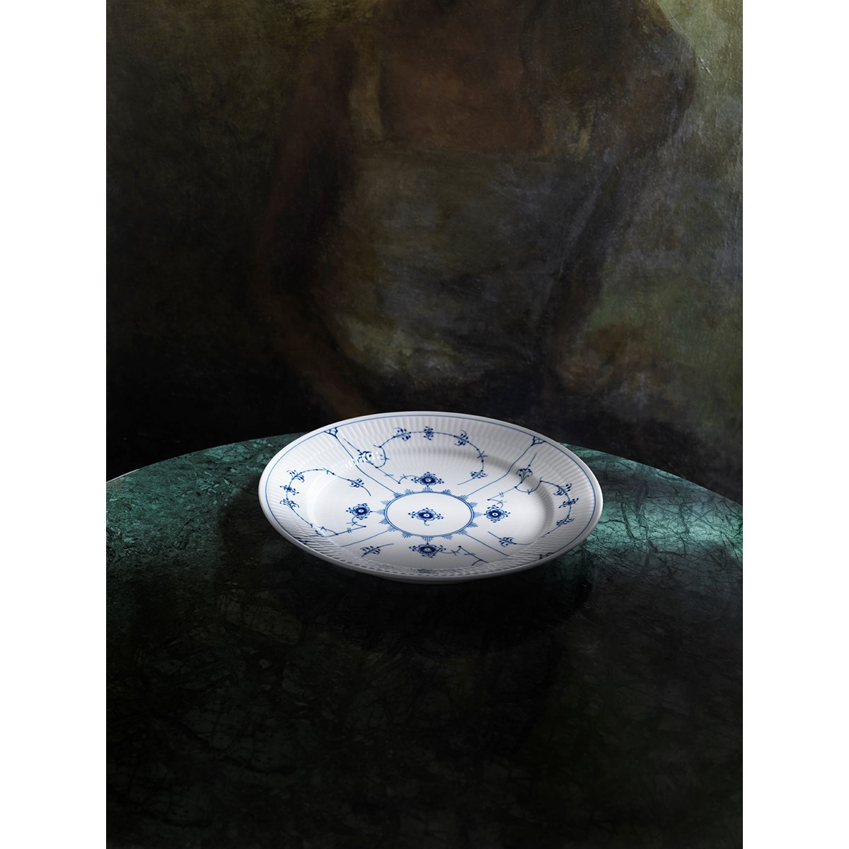 Royal Copenhagen Musselmalt Riflet flat tallerken 19 cm