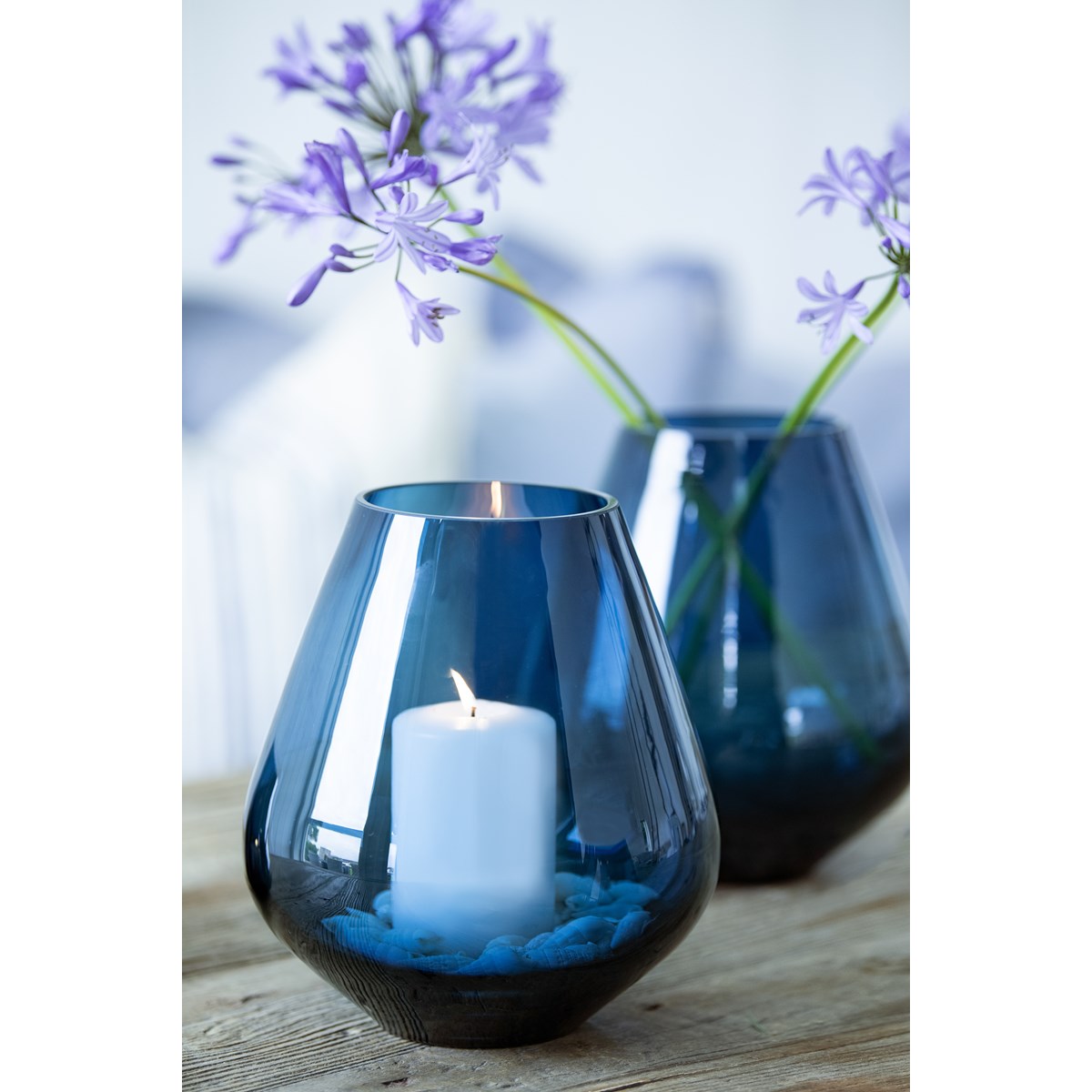 Magnor, rocks stormlykt/vase 22cm blå